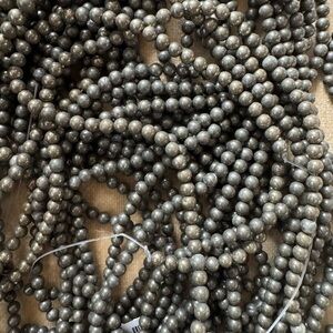 5 15” STRANDS OF PYRITE GEMSTONE 6MM ROUND BEADS